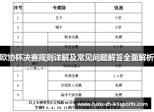 欧协杯决赛规则详解及常见问题解答全面解析